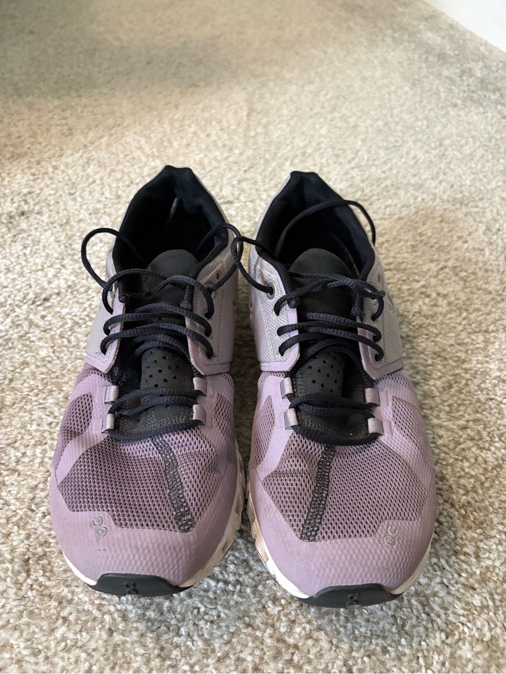 On Running lavender and black women's running sneakers